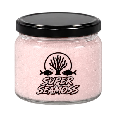 Sublime Strawberry Seamoss jar with a smooth black lid